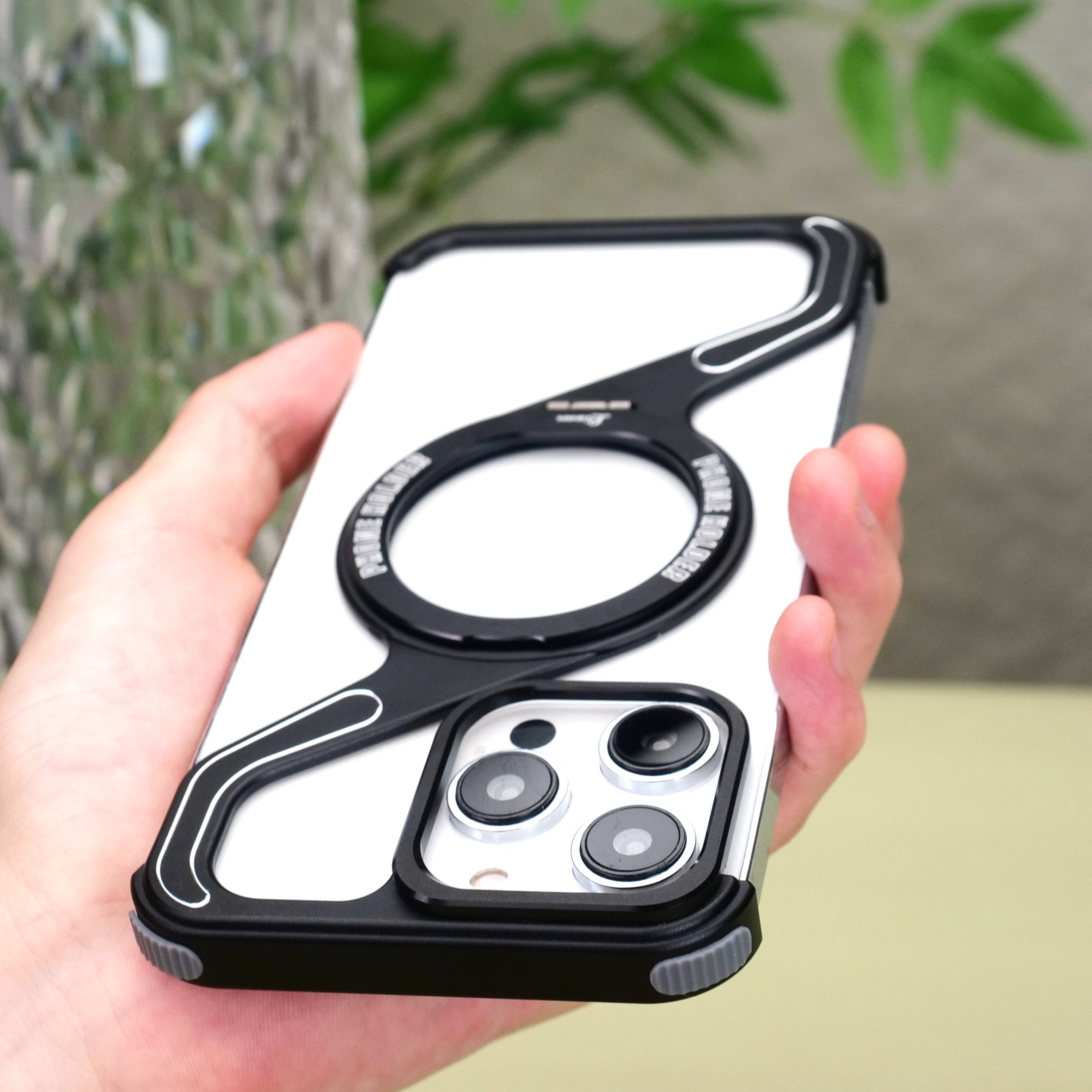 Aluminum Frameless Z Magnetic Mobile Phone Shell With Kickstand For iPhone 13 14 15 16 Pro Max Bezel Less Metal Stand Phone Case