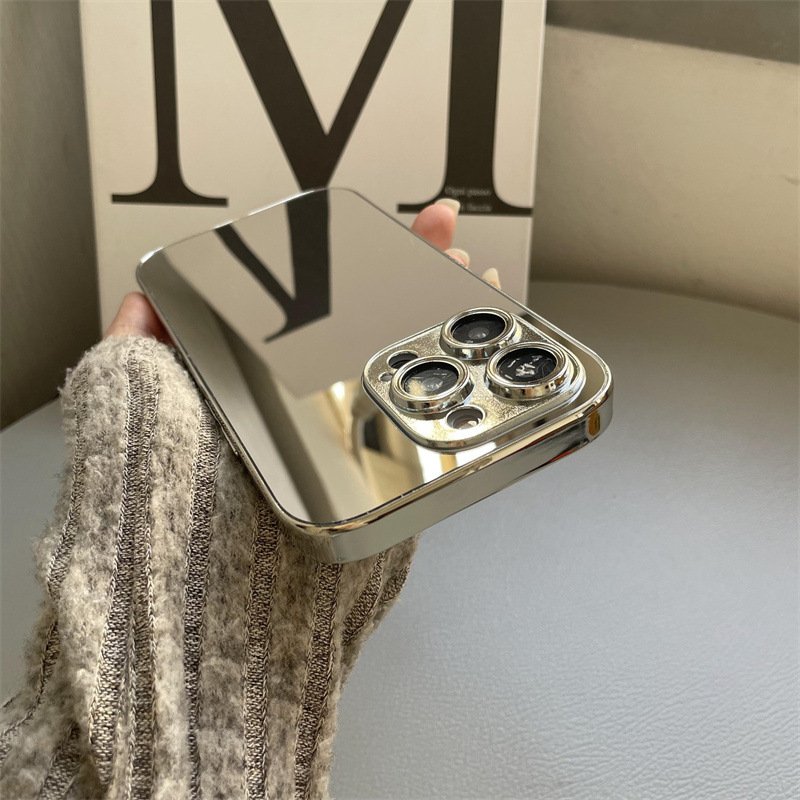 luxury 24k gold plated tempered glas mirror acrylic shockproof hard phone case for iphone 11 12 13 14 15 pro max