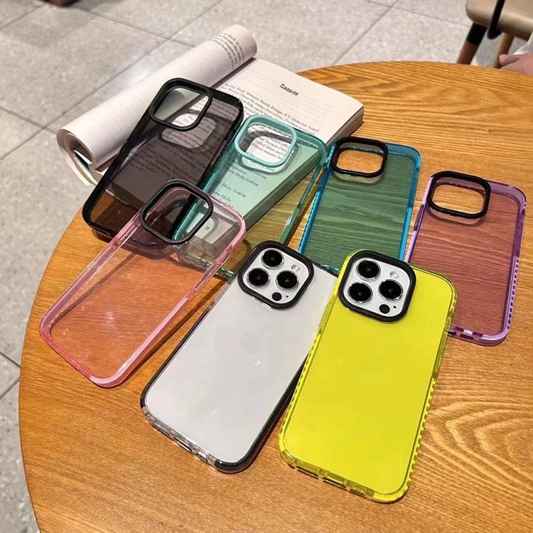 Retail Package Transparent Clear Colored TPE Shockproof Bumper Soft Phone Case for iPhone 15 Pro Max 14 13 12