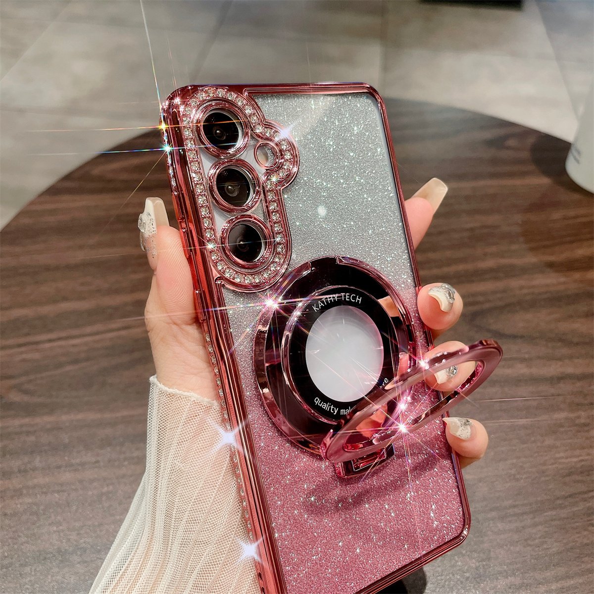 New Luxury Diamond Magnetic Holder Stand Phone Case For Samsung Galaxy A15 A24 A25 A35 A55 A05S Electroplated Soft Back Cover