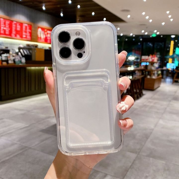 3 in 1 Transparent Card Slot Wallet Clear Mobile Phone Case For iPhone 16 plus 15 14 13 12 11 pro max X XR Shockproof Back Cover