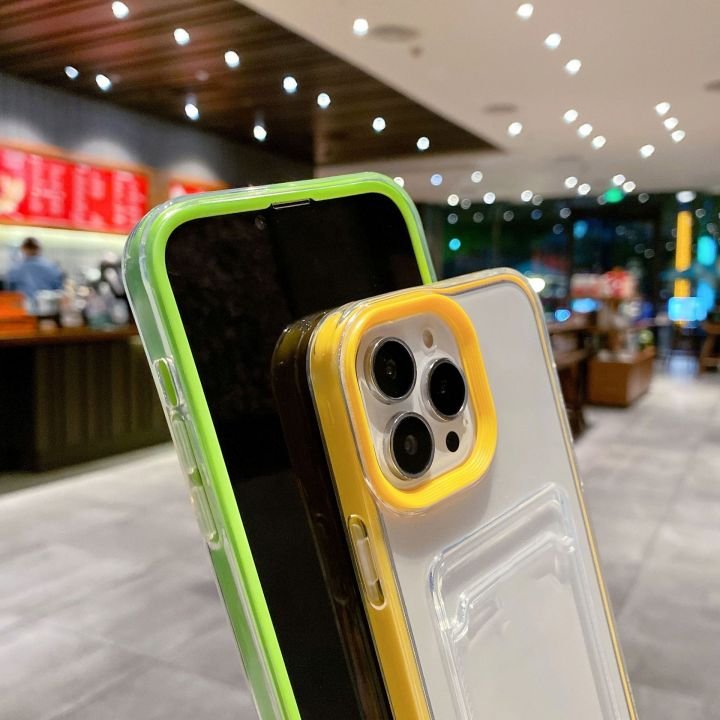 3 in 1 Transparent Card Slot Wallet Clear Mobile Phone Case For iPhone 16 plus 15 14 13 12 11 pro max X XR Shockproof Back Cover