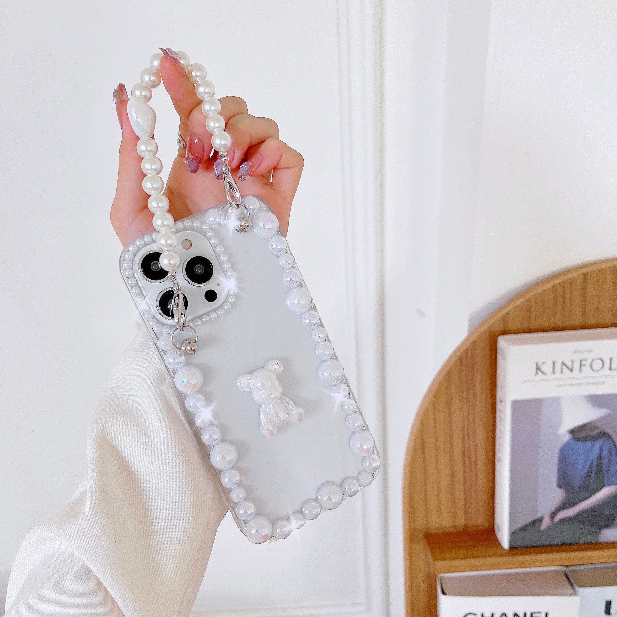 glitter bling shiny fashion luxury shoulder waist strap bear diamond phone cover case for iphone 16 15 14 13 12 11 xr xsmax 678