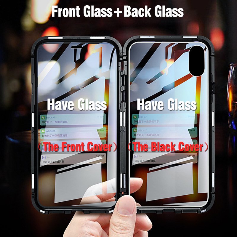 Double Sided 9H Tempered Glass Full Protection Magnetic Phone Case for iPhone 7 8P X Xr Xs Max 12 13 14 Pro Max