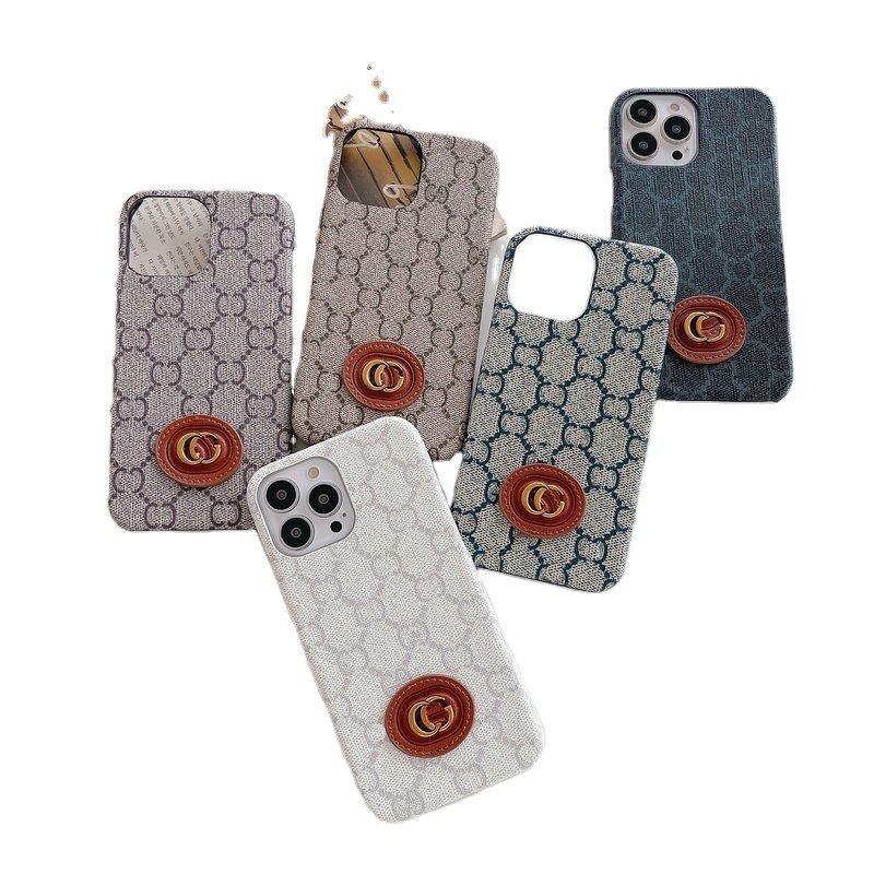 Spot wholesale hot sales for iphone15Ultra mobile phone case luxury tide brand iPhone14Promax protective case leather metal logo