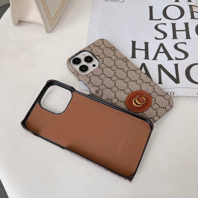 Spot wholesale hot sales for iphone15Ultra mobile phone case luxury tide brand iPhone14Promax protective case leather metal logo