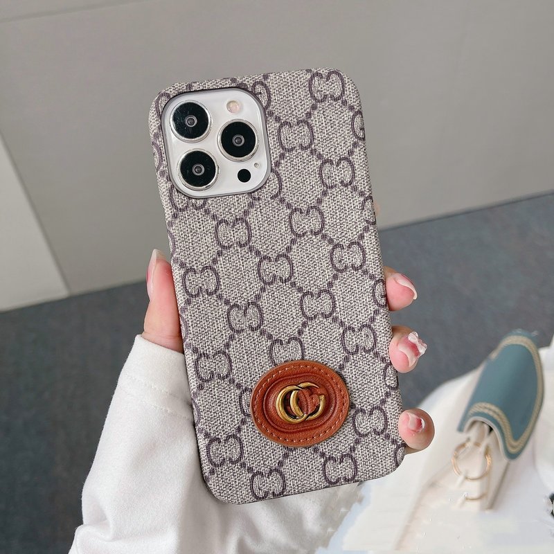 Spot wholesale hot sales for iphone15Ultra mobile phone case luxury tide brand iPhone14Promax protective case leather metal logo