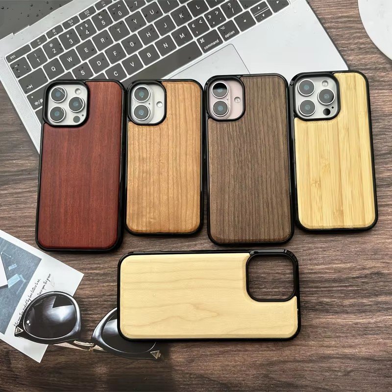 Natural Style Wooden Phone Case for iPhone 16 Real Wood TPU Back Cover Shockproof Cell Phone Case For iPhone 16 Pro Max 15 14 13