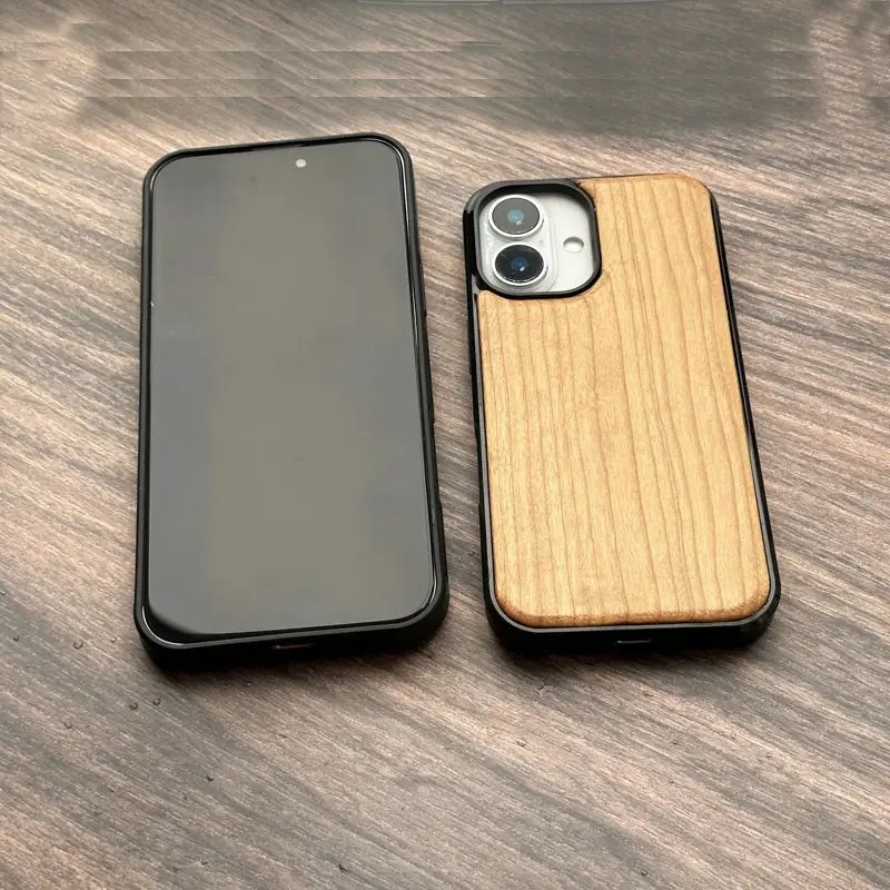 Natural Style Wooden Phone Case for iPhone 16 Real Wood TPU Back Cover Shockproof Cell Phone Case For iPhone 16 Pro Max 15 14 13