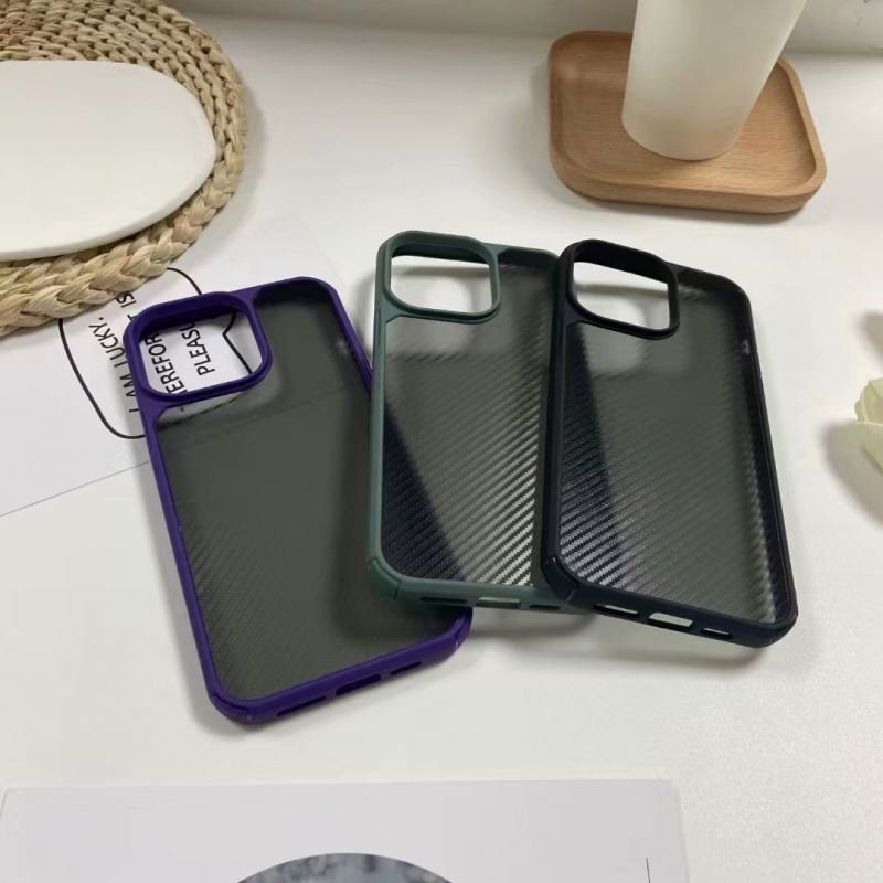 New 12 13 Promax TPU PC Acrylic Carbon Fiber Case For iPhone 13 14 15 16 Pro Max Waterproof Shockproof Hard Mobile Cover