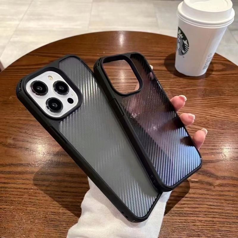 New 12 13 Promax TPU PC Acrylic Carbon Fiber Case For iPhone 13 14 15 16 Pro Max Waterproof Shockproof Hard Mobile Cover