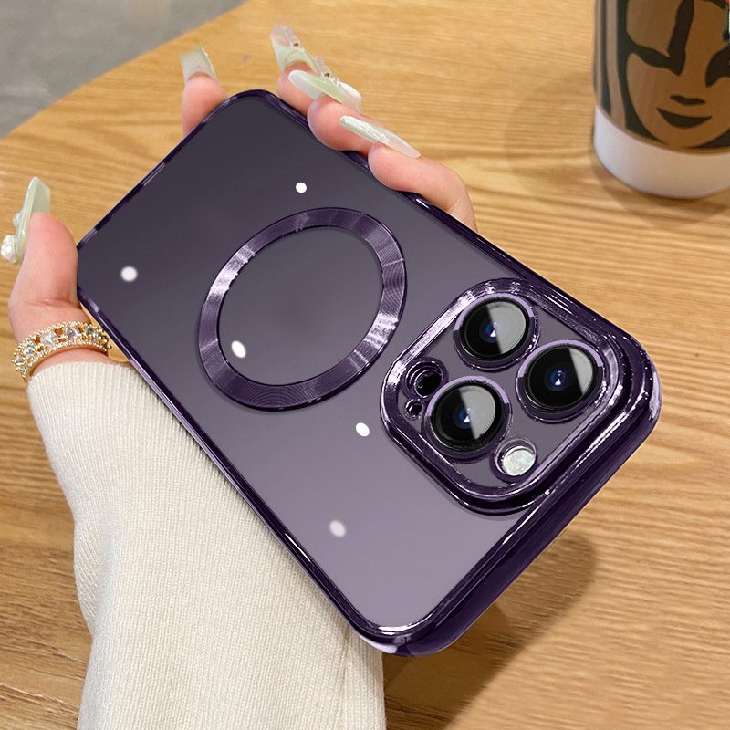 Magnetic Built In Screen Protector For Camera mobile phone case Soft Tpu Cover For IPhone 16 15 14 13 Electronic Wireless Fundas