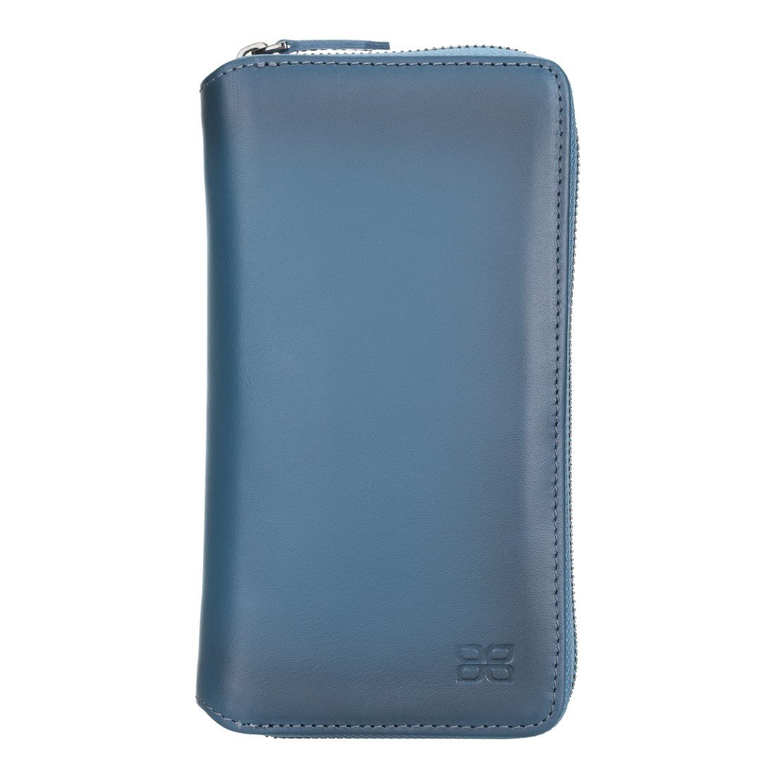 Genuine Leather Handmade Pouch Magnetic Detachable Phone Case for iPhone 12/Pro 6.1" Rfid and Wireless Charging Compatible