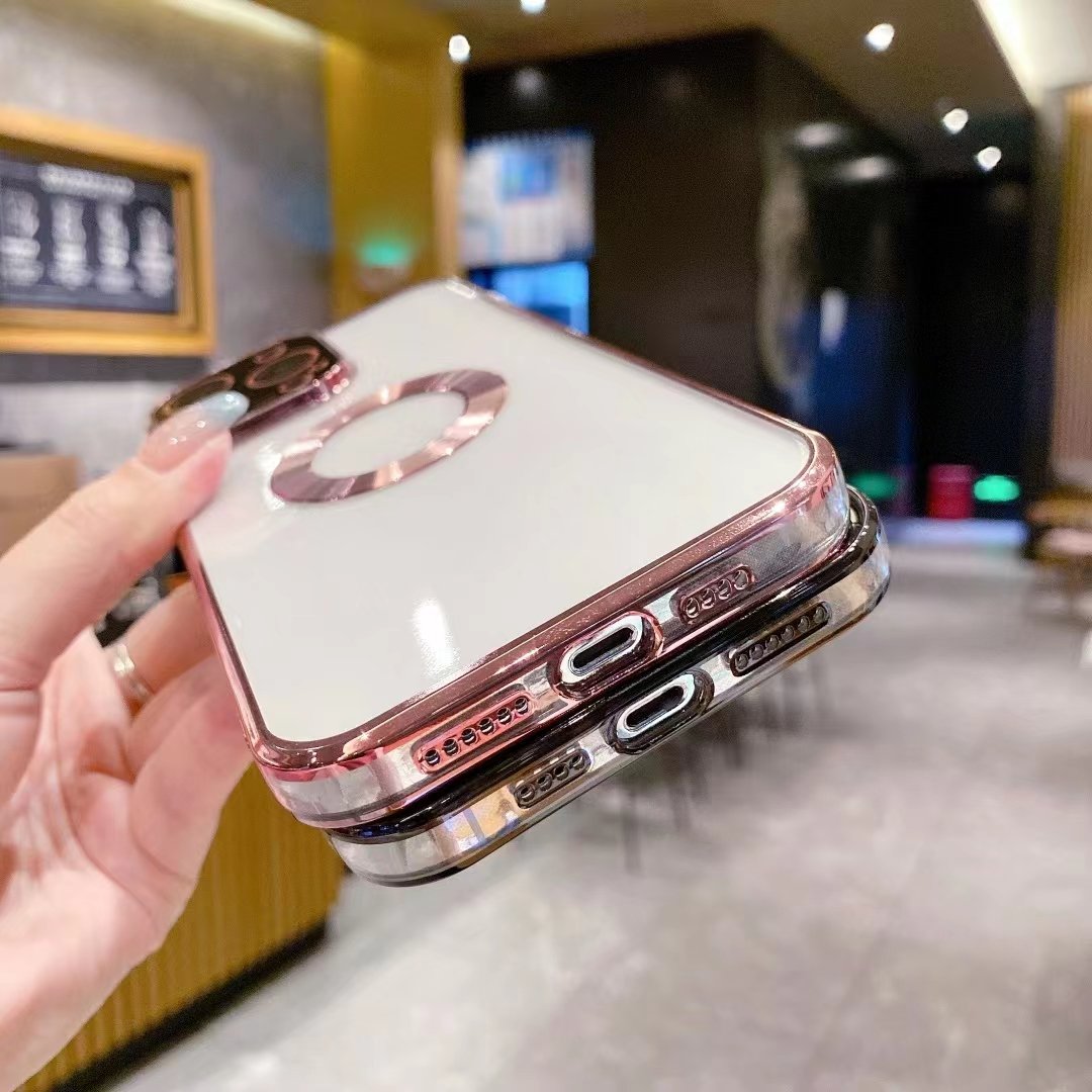 Hot Sale Luxury Electroplated Mobile Phone Cases Back Cover Case with CD Texture for iPhone 15 14 13 Pro Max Magnetic Case