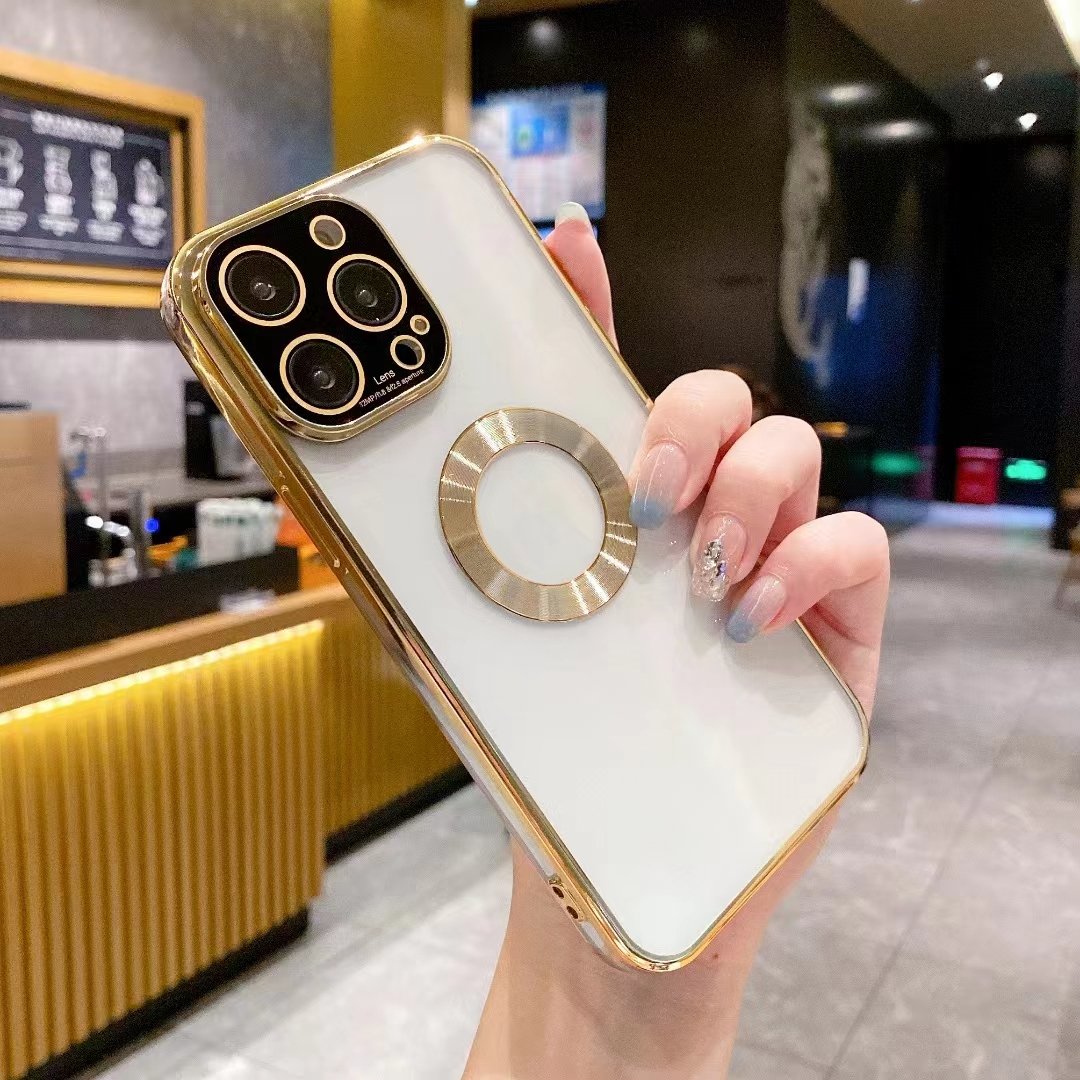 Hot Sale Luxury Electroplated Mobile Phone Cases Back Cover Case with CD Texture for iPhone 15 14 13 Pro Max Magnetic Case