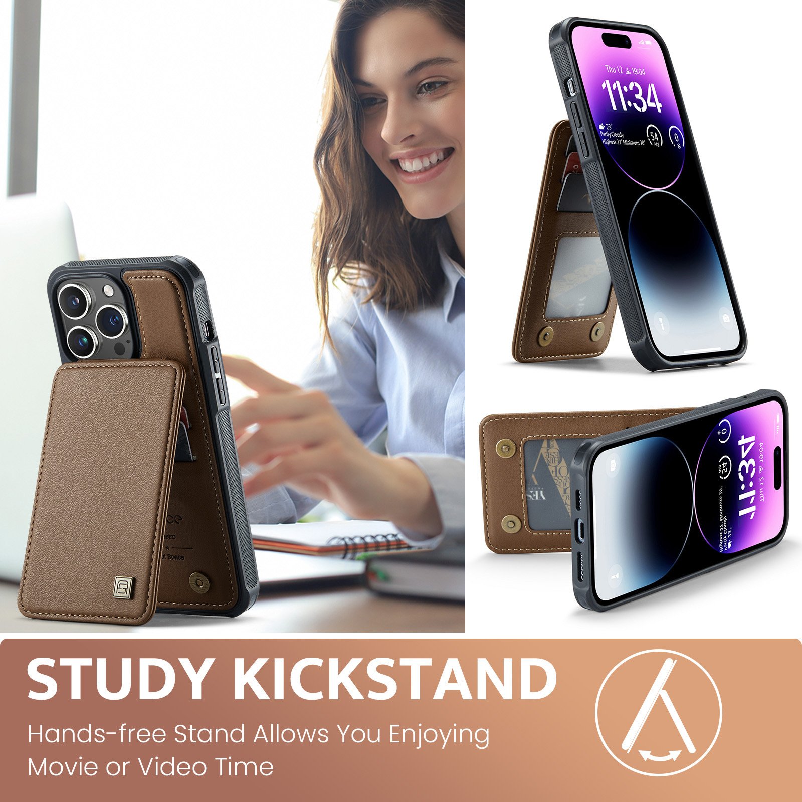 Business Pu Leather Card Slot Mobile Phone Cover For iphone 16 16Pro 12 13 14 15 Pro Max Flip Leather Wallet Kickstand Case