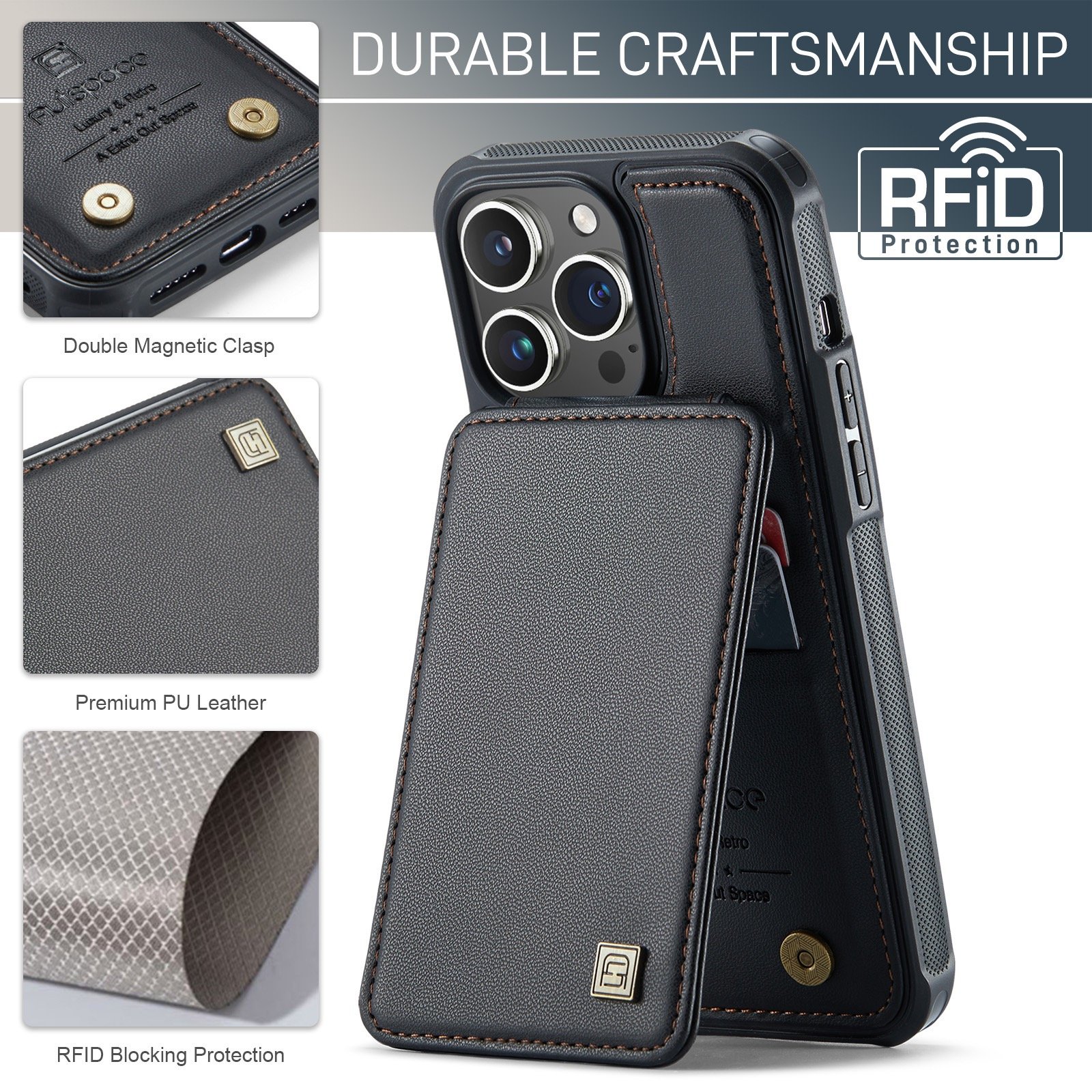 Business Pu Leather Card Slot Mobile Phone Cover For iphone 16 16Pro 12 13 14 15 Pro Max Flip Leather Wallet Kickstand Case