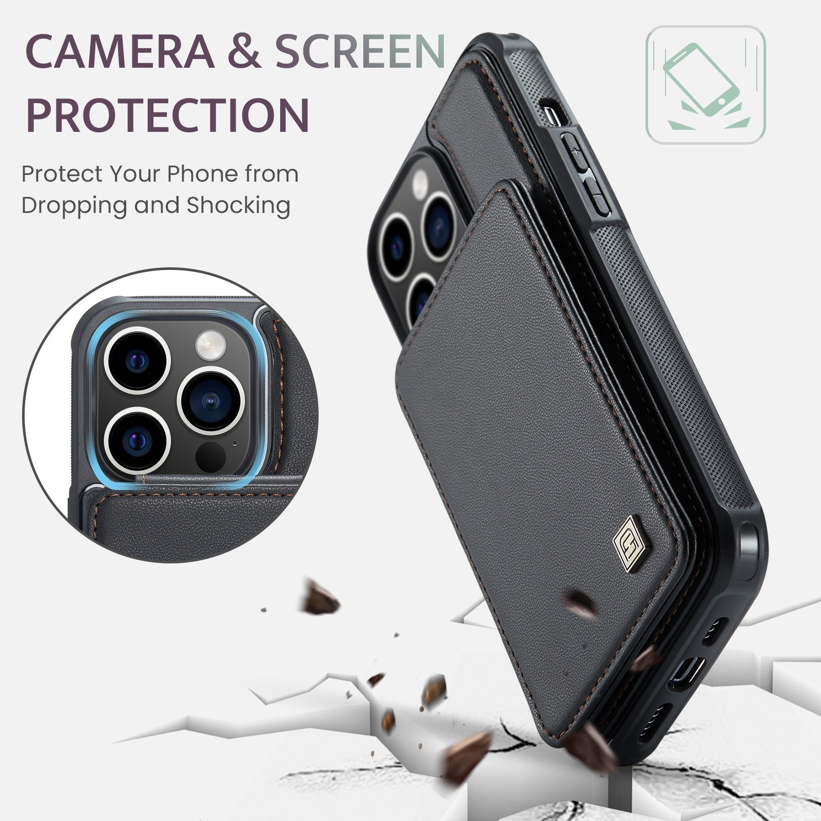 Business Pu Leather Card Slot Mobile Phone Cover For iphone 16 16Pro 12 13 14 15 Pro Max Flip Leather Wallet Kickstand Case