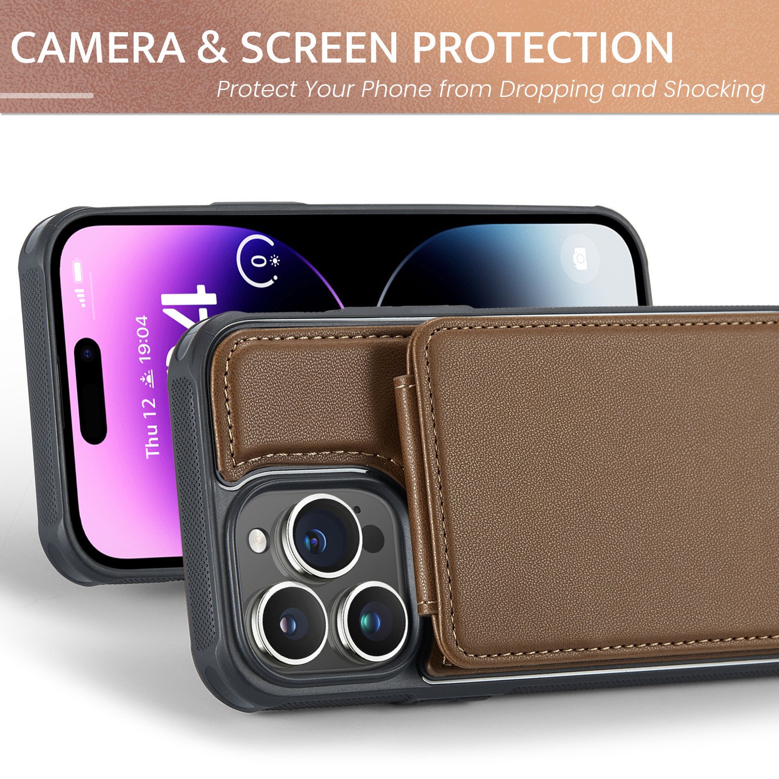 Business Pu Leather Card Slot Mobile Phone Cover For iphone 16 16Pro 12 13 14 15 Pro Max Flip Leather Wallet Kickstand Case