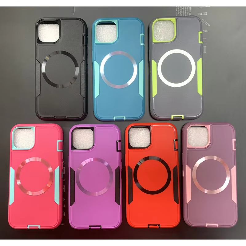 New Mobile Phone Cases For Samsung S23 24 Wireless Magnetic Shockproof Heavy Duty Cell Back Cover For Iphone 16 15 Pro Max