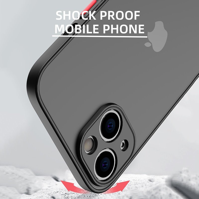 For iPhone 14 13 12 11 Pro Max Matte PC Mobile Cover for iPhone XS XR SE3 6 7 8 Plus Color TPU Bezel phone case