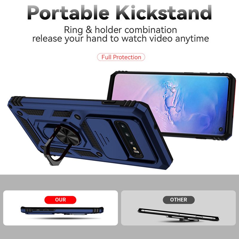 Heavy Duty Shockproof 360 Degree Rotation Finger Ring Holder Kickstand Rugged for Samsung S10 Protective Case