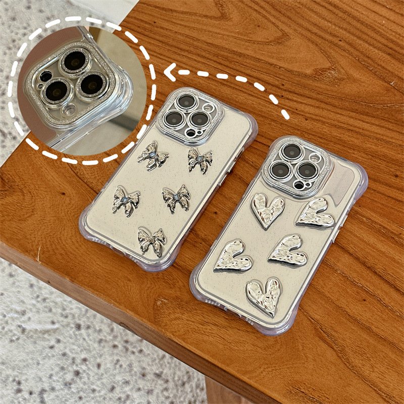 Glitter 3D Love Heart Mirror bow Silicone Case For Iphone 16 15 14 13 12 Cover New trend products phone accessories