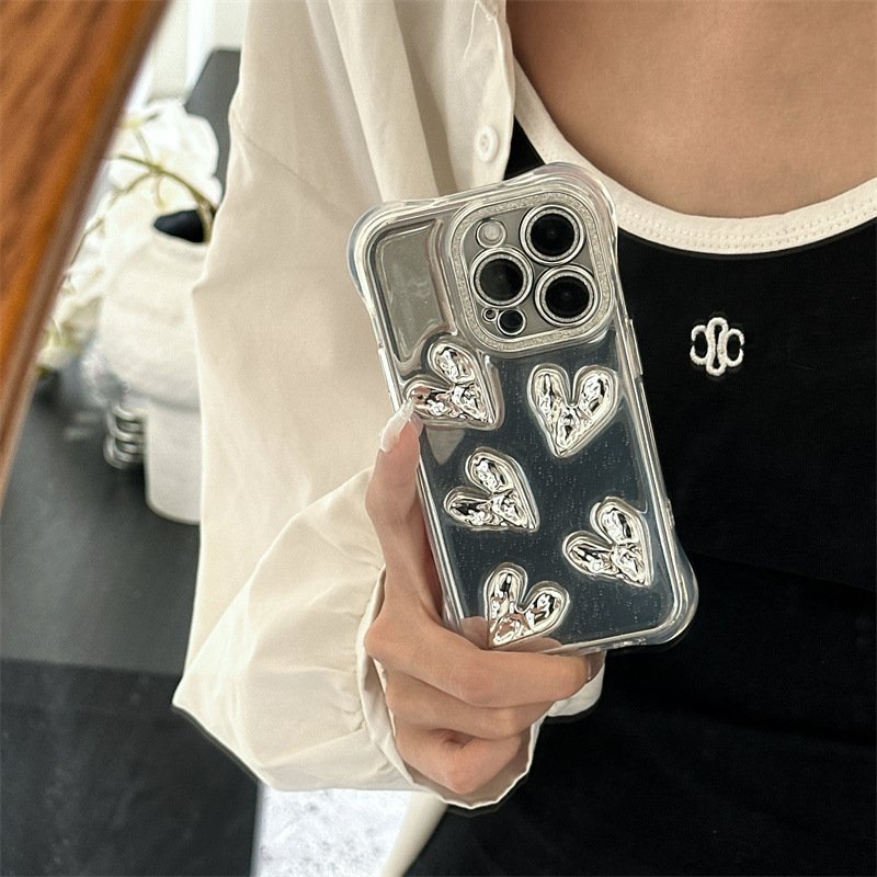 Glitter 3D Love Heart Mirror bow Silicone Case For Iphone 16 15 14 13 12 Cover New trend products phone accessories