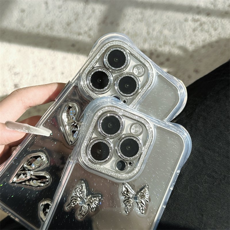 Glitter 3D Love Heart Mirror bow Silicone Case For Iphone 16 15 14 13 12 Cover New trend products phone accessories