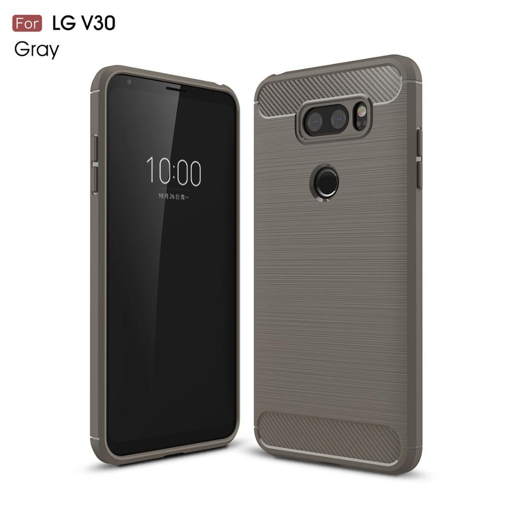 Shockproof soft carbon fiber case cover for lg v30 phone case,brushed carbon fiber phone case for lg v30 back cover