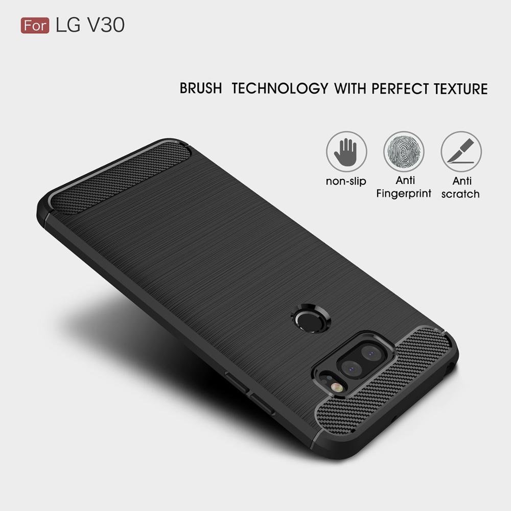 Shockproof soft carbon fiber case cover for lg v30 phone case,brushed carbon fiber phone case for lg v30 back cover