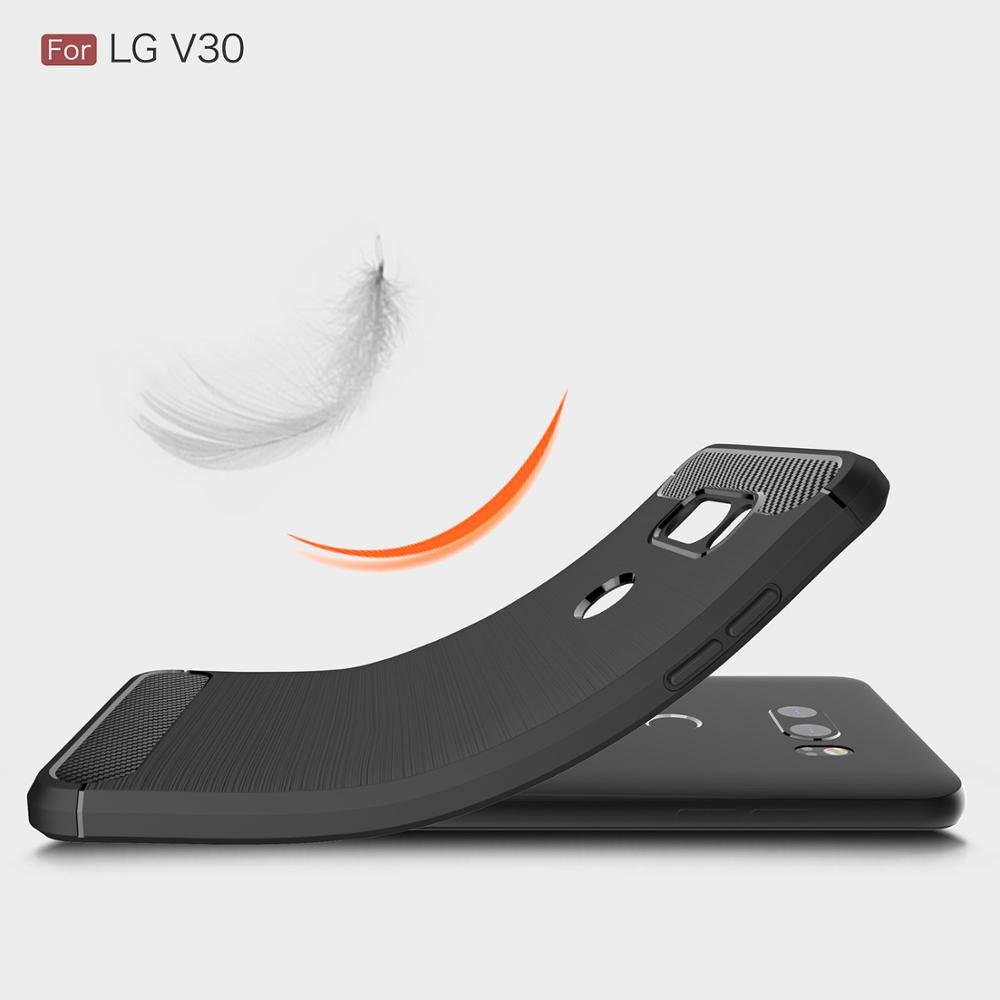 Shockproof soft carbon fiber case cover for lg v30 phone case,brushed carbon fiber phone case for lg v30 back cover