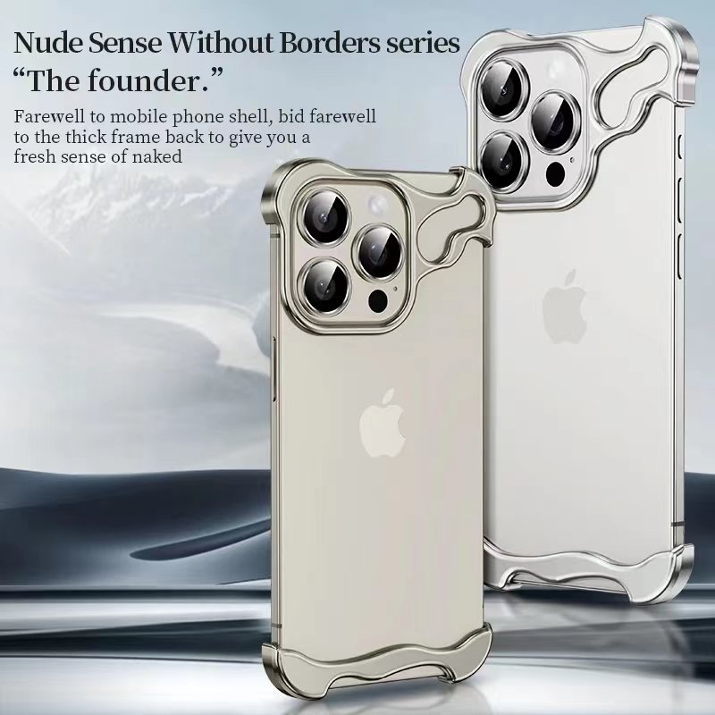 Luxury Irregular Aluminum Alloy Bumper Phone Case for IPhone 16 pro max 14 15 with Lens Film Protection Metal Shockproof Cover