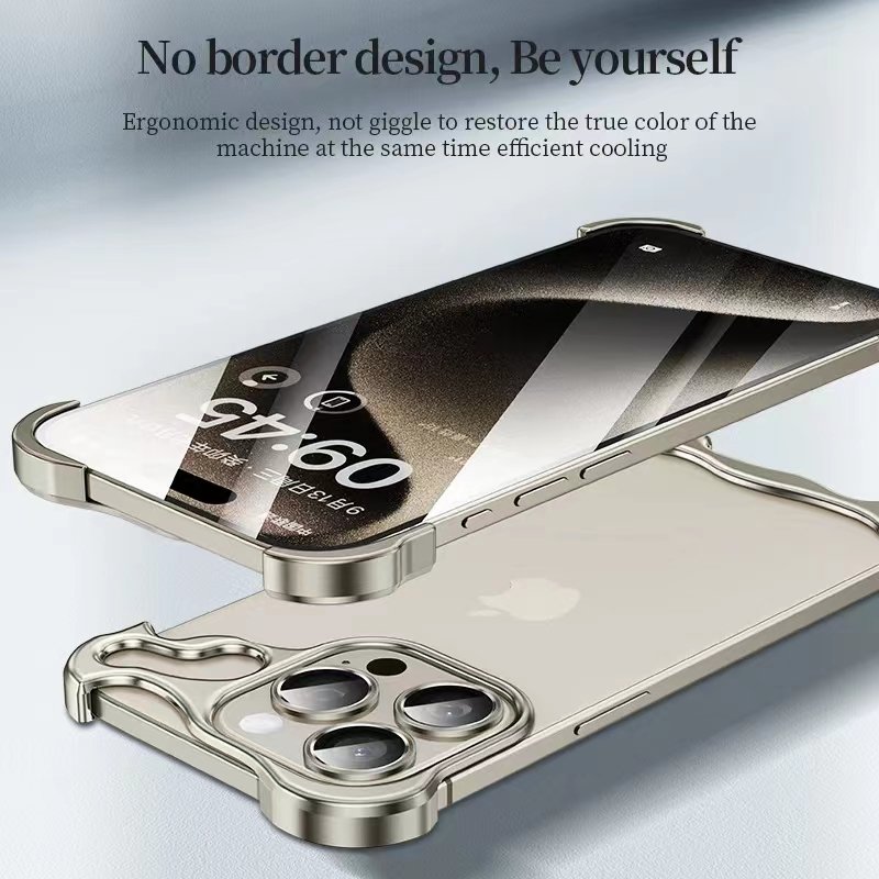 Luxury Irregular Aluminum Alloy Bumper Phone Case for IPhone 16 pro max 14 15 with Lens Film Protection Metal Shockproof Cover