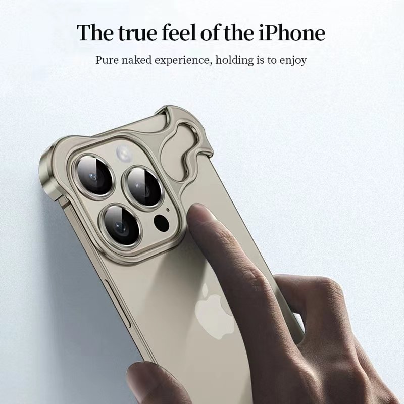 Luxury Irregular Aluminum Alloy Bumper Phone Case for IPhone 16 pro max 14 15 with Lens Film Protection Metal Shockproof Cover
