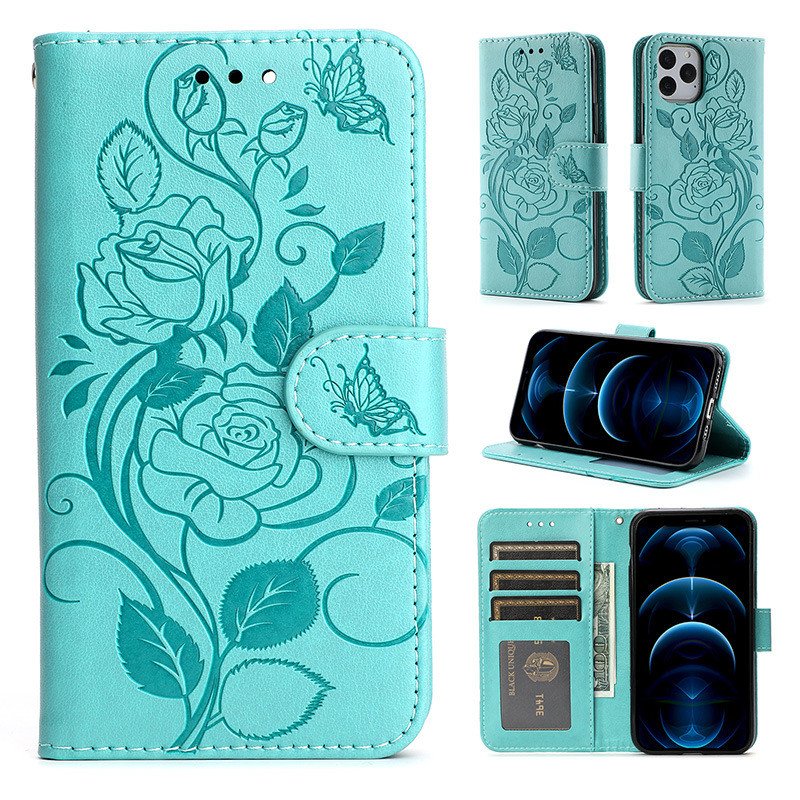 Rose Leather Phone Bag Wallet Card Slot Case For iPhone 16 15 14 13 12 11 Pro Max Plus XS XR Wallet Flip Cover