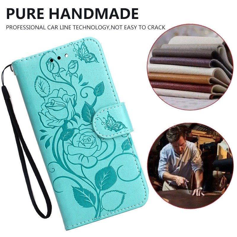 Rose Leather Phone Bag Wallet Card Slot Case For iPhone 16 15 14 13 12 11 Pro Max Plus XS XR Wallet Flip Cover