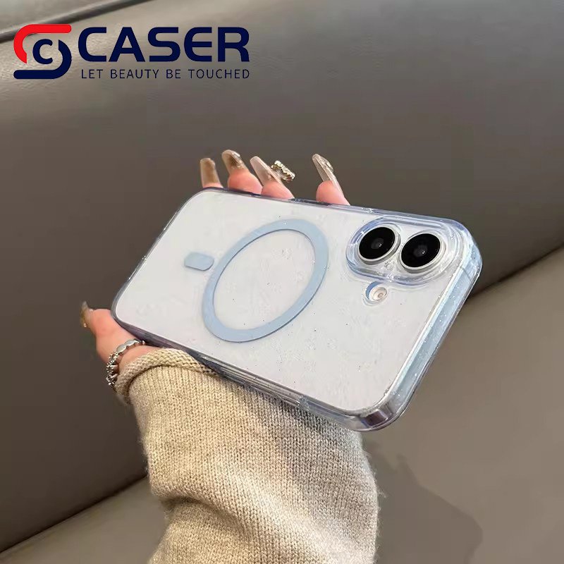 New Style Transparent Glitter Bling Magnetic Phone Cases Clear Soft TPU Mobile Phone Case For Iphone 16 Pro Max 15 Pro Max 14 13