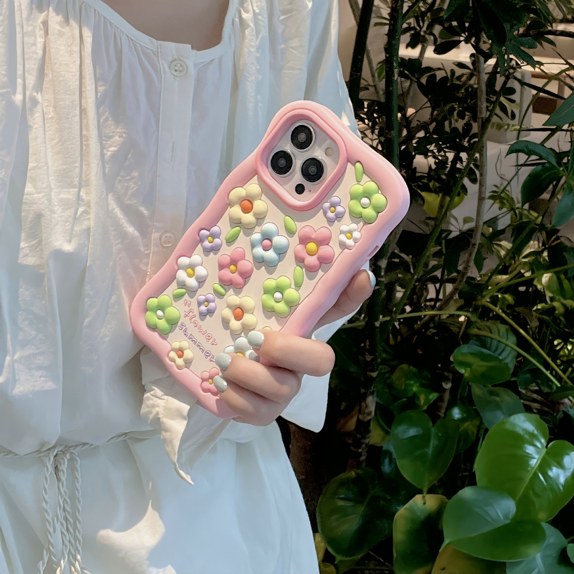New colorful 3D flower ins Wavy Silicone Mobile Phone Case For iPhone 16 15 14 13 12 Pro max TPU Shockproof Back cell Cover Soft
