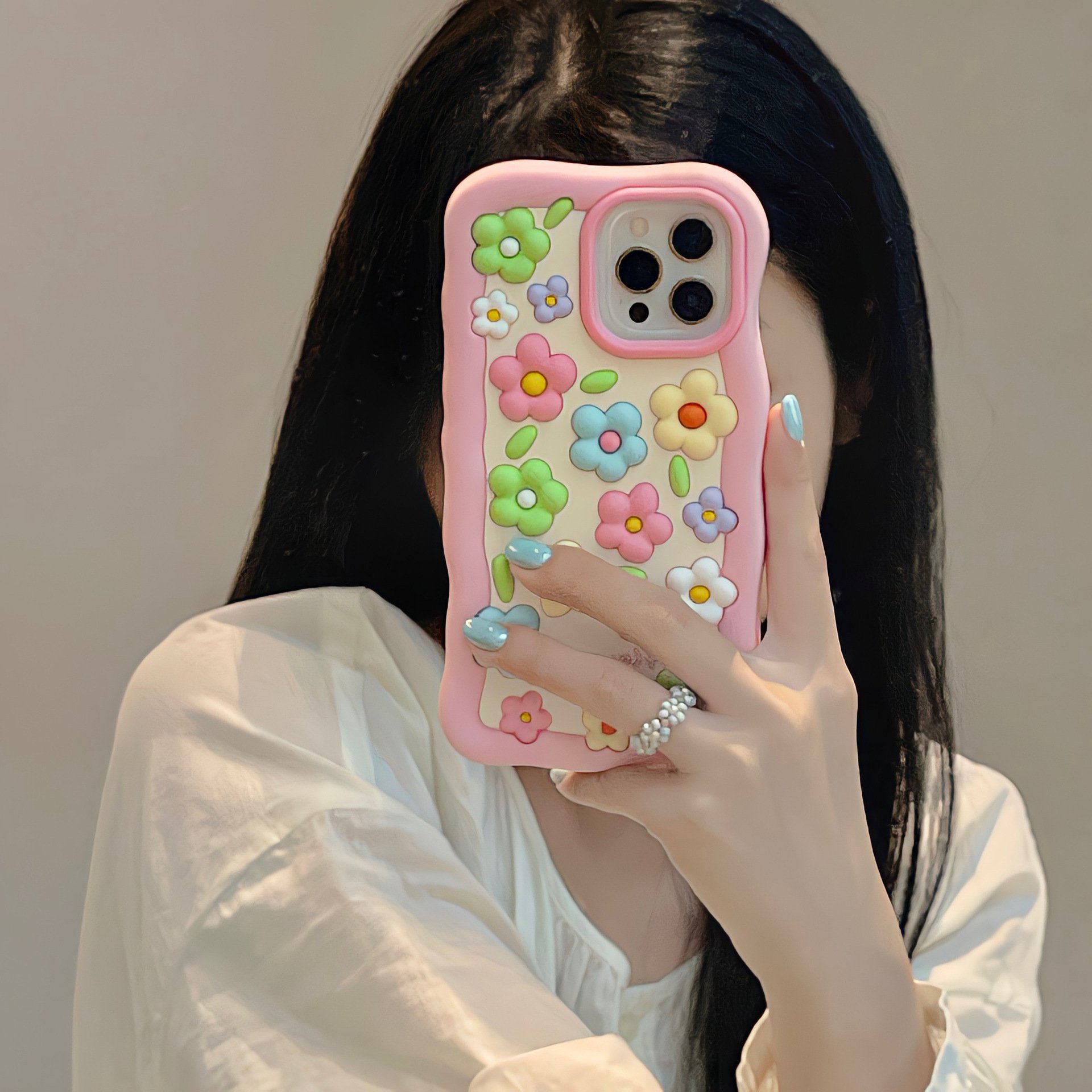 New colorful 3D flower ins Wavy Silicone Mobile Phone Case For iPhone 16 15 14 13 12 Pro max TPU Shockproof Back cell Cover Soft