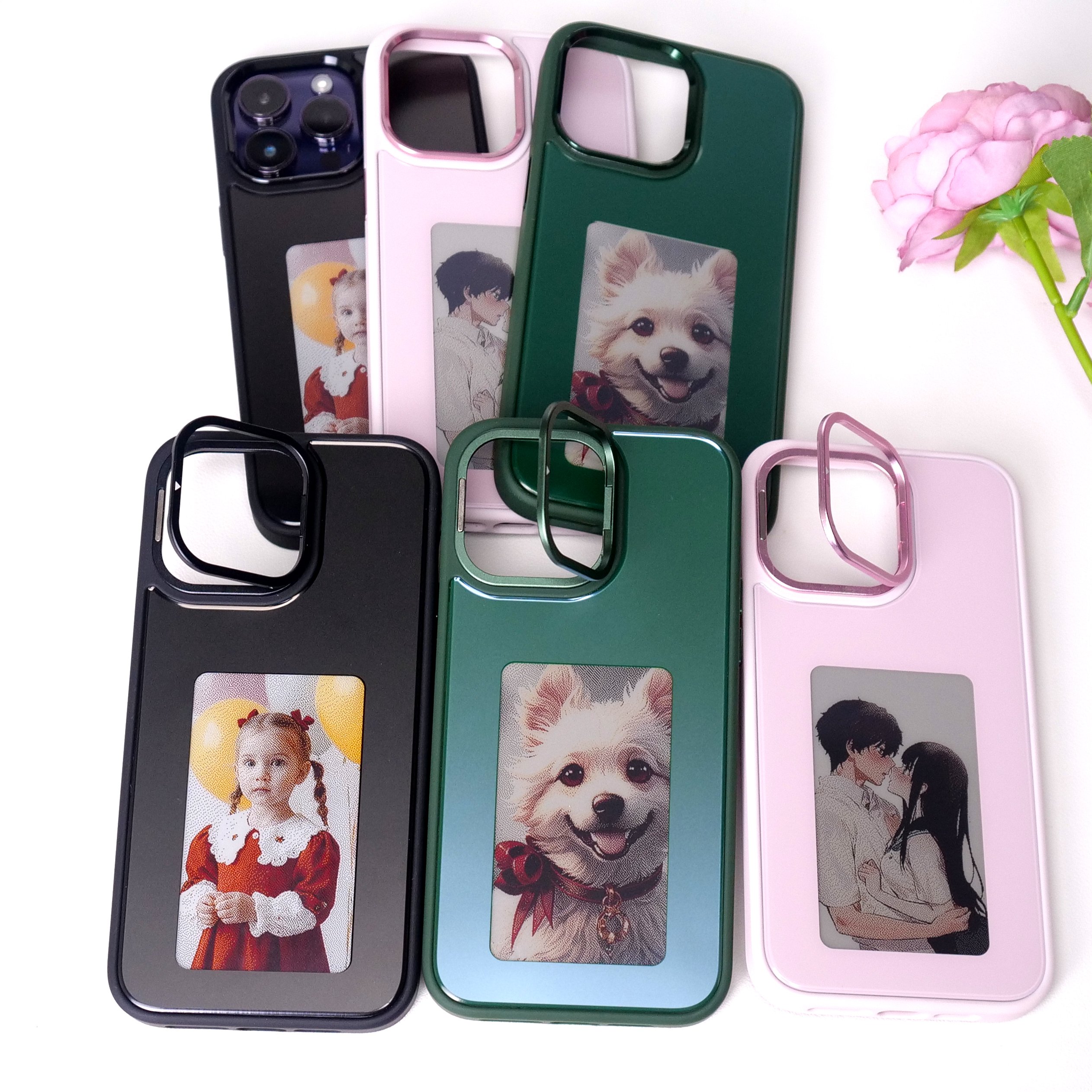 Mobile phone Case NFC E Ink Screen Display Smart DIY Phone Case With Holder for iPhone 13 14 15 Pro Max 16