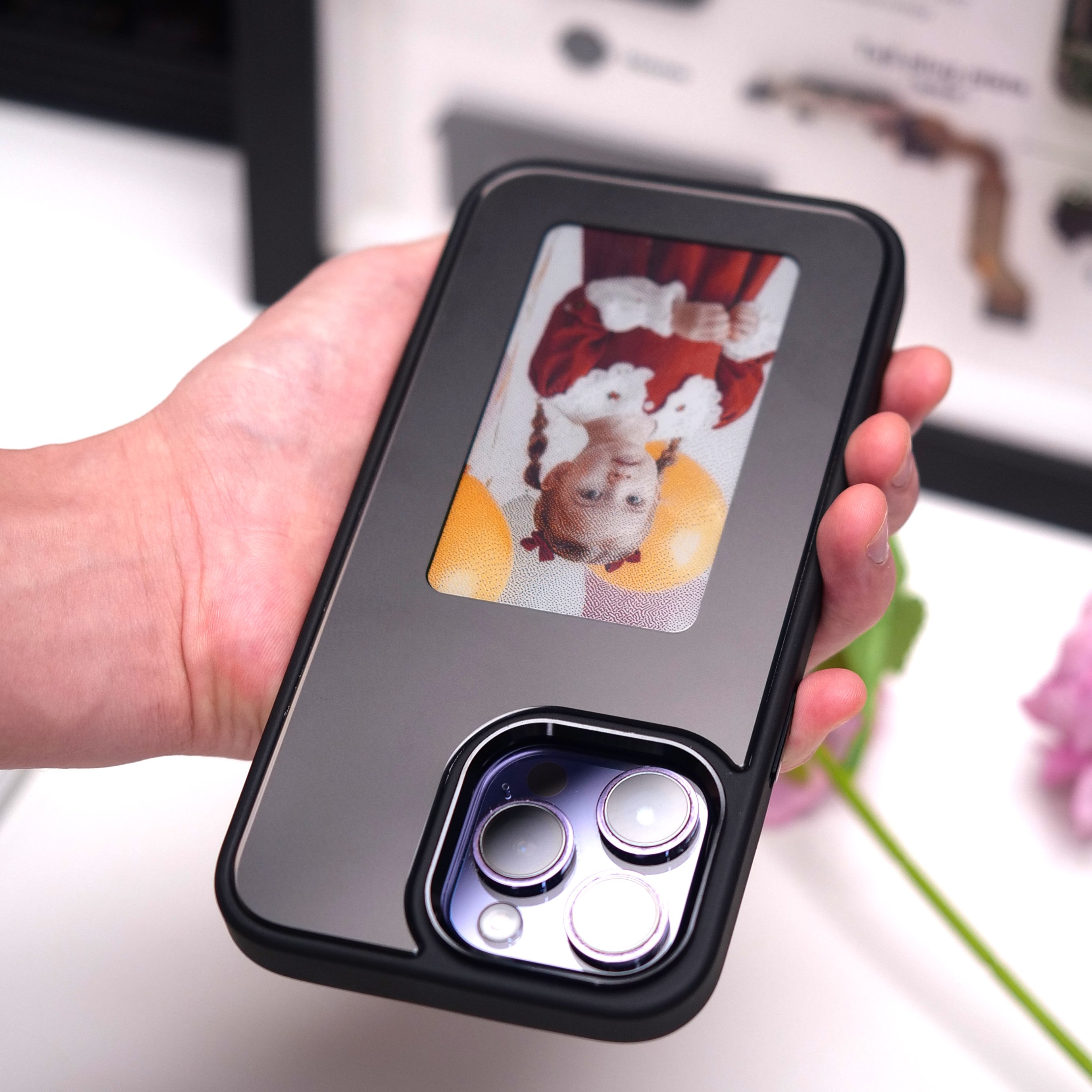 Mobile phone Case NFC E Ink Screen Display Smart DIY Phone Case With Holder for iPhone 13 14 15 Pro Max 16