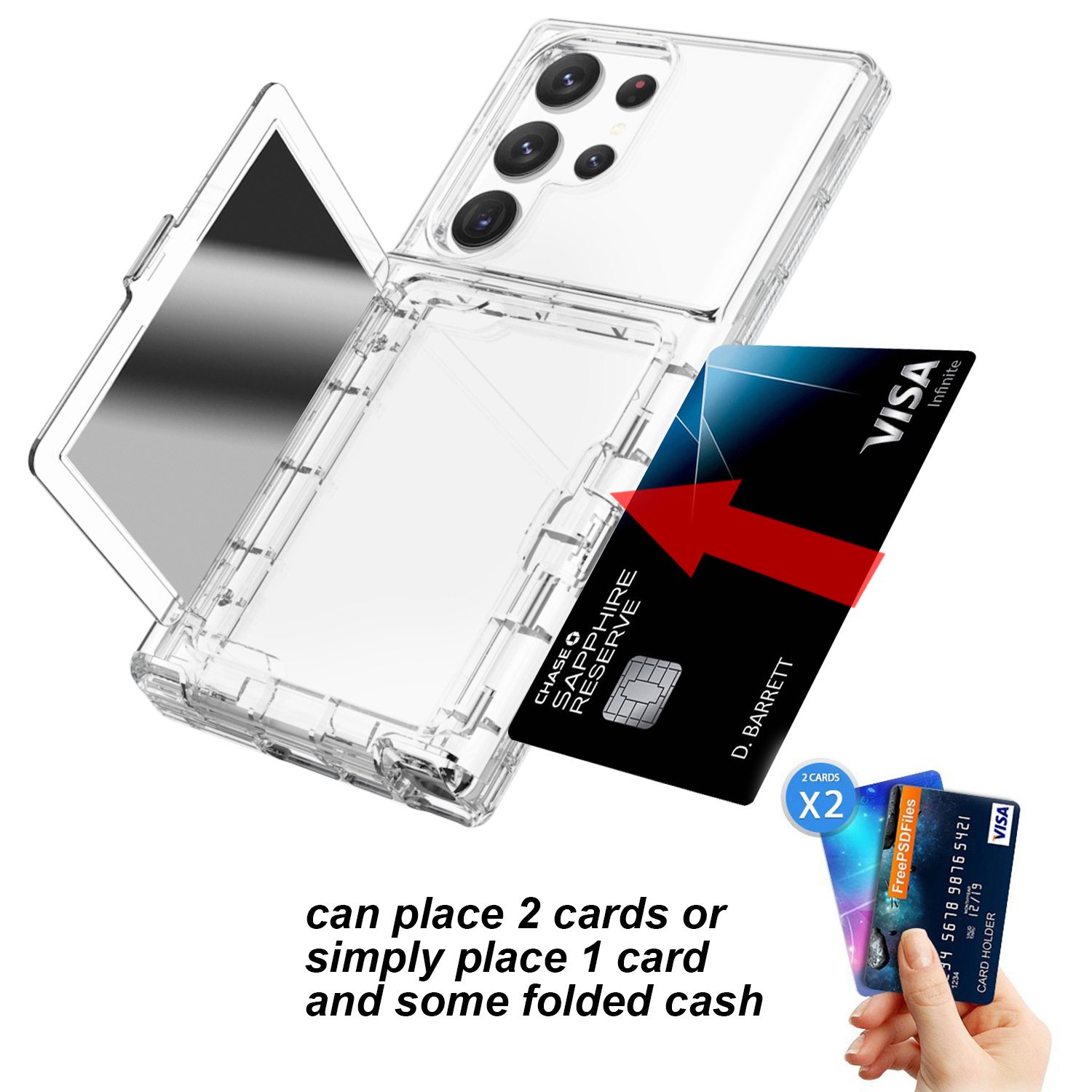 transparent card multi-function flip cover case mobile phone case for Samsung S24Plus S24 S23Ultra S24Ultra