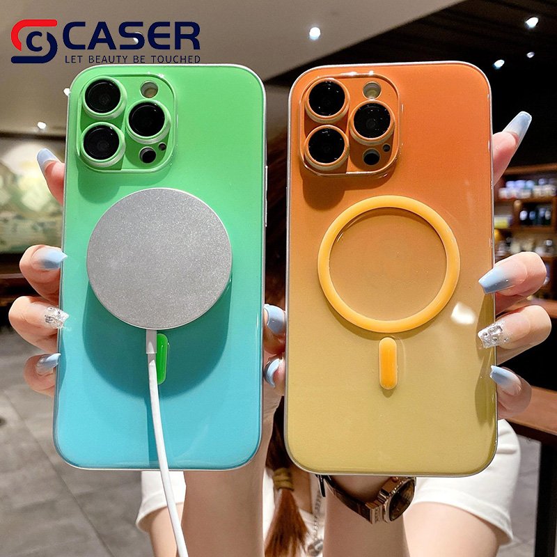 New Link Candy Colors Gradient Luminous Phone Case Glow In The Dark Magnetic Mobile Phone Cover For Iphone 15 14Pro