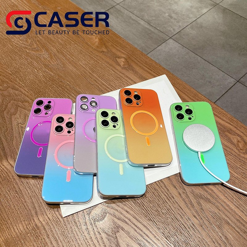 New Link Candy Colors Gradient Luminous Phone Case Glow In The Dark Magnetic Mobile Phone Cover For Iphone 15 14Pro