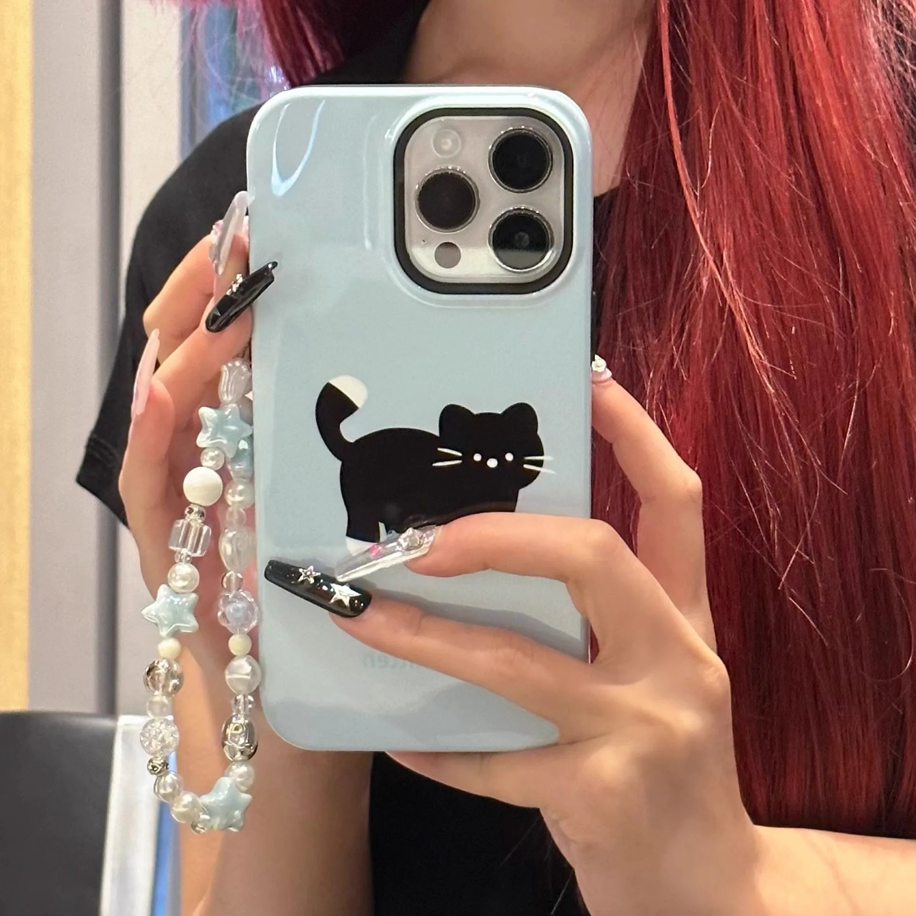 Black and white cat cute cartoon Phone Case For IPHONE 15PRO MAX 14 13 12 11 PRO Plus Acrylic TPU Two in one Mobile Phone Cases