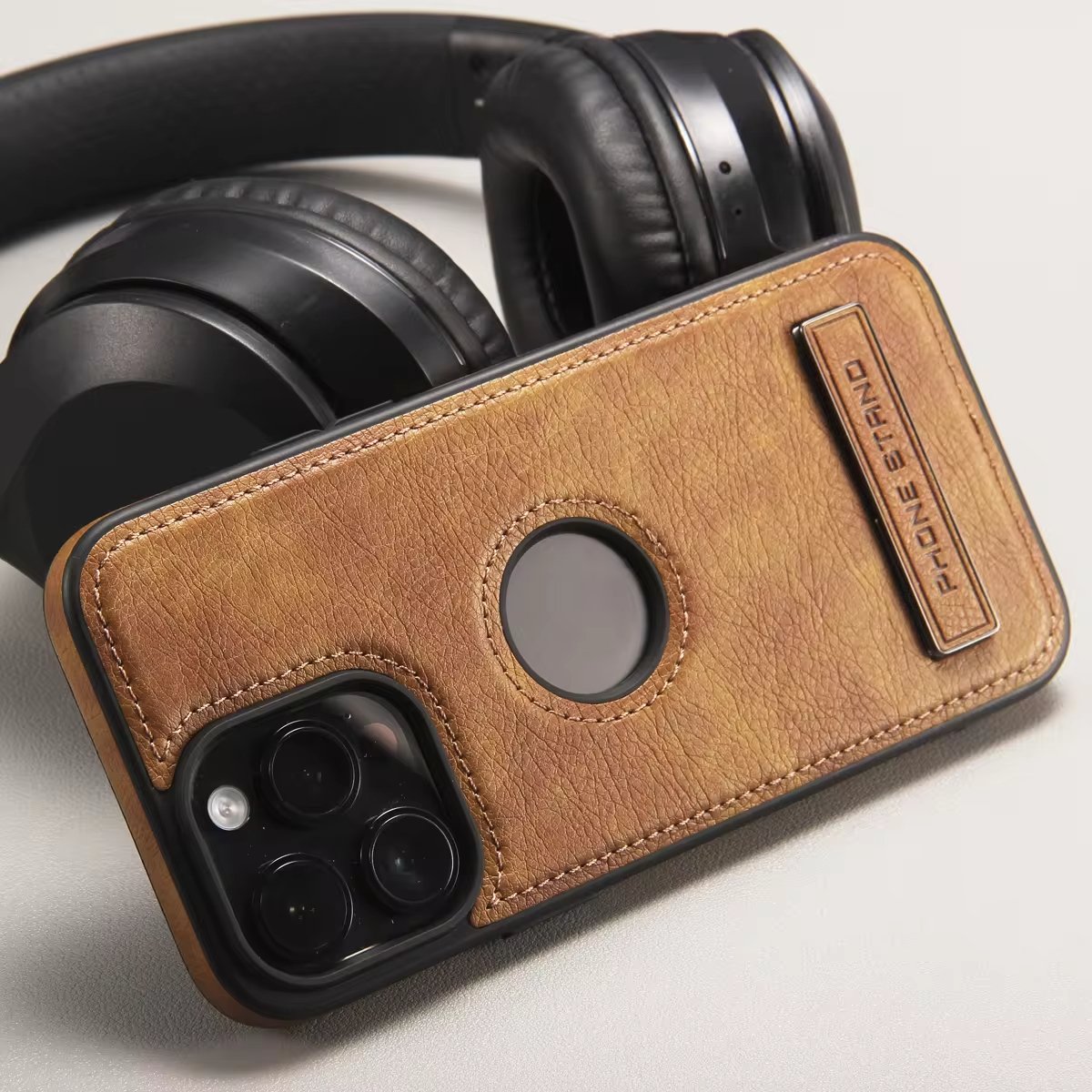 Business style leather phone case for iphone 15 pro case with holder mobile phone cover for iphone 16 15 14 13 12 pro max