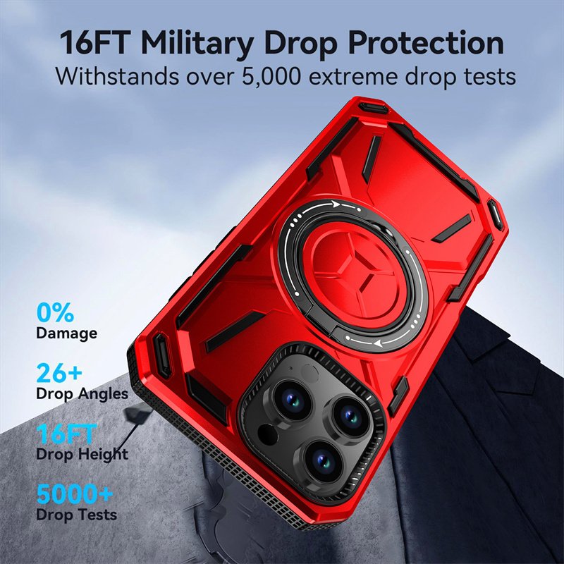 For iPhone 16 Case, 2024 New TPU+PC Heavy Duty Shockproof Protective Ring Stand Mobile Phone Case For iPhone 13 14 15 16 Pro Max