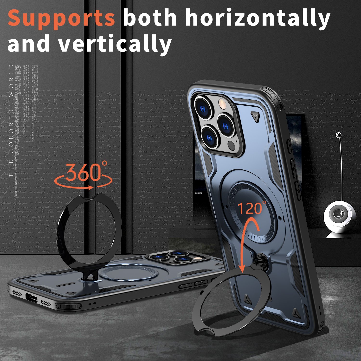 Hybrid Magnetic Stand Phone Case For iPhone 16 15 14 13 Kickstand wireless charge mobile phone case for iPhone 16 Pro Max