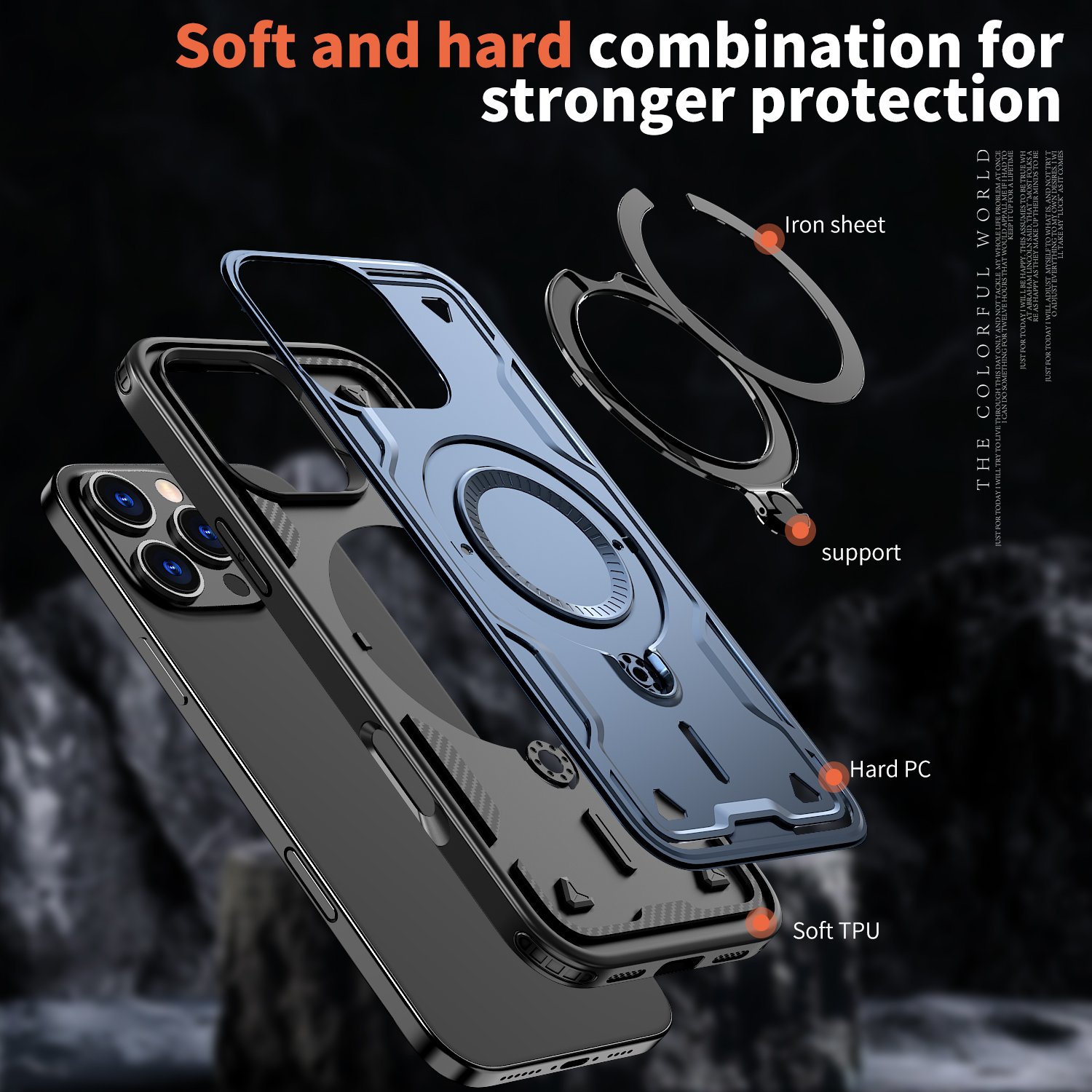 Hybrid Magnetic Stand Phone Case For iPhone 16 15 14 13 Kickstand wireless charge mobile phone case for iPhone 16 Pro Max